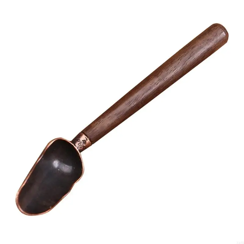 1pcs Vintage Metal Tea Spoon Solid Wood Handle Teaspoon Retro Tea Shovel KongFu Tea Ceremony Accessories Teaspoon Gift