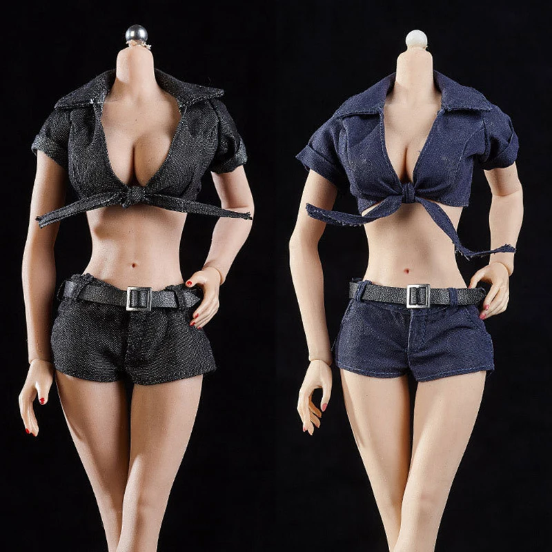 

JOA-21 1/6 Female Denim Vest Shorts Cool Clothes Suit Accessories Fit 12'' PH UD LD Action Figure Body Hobby Collection