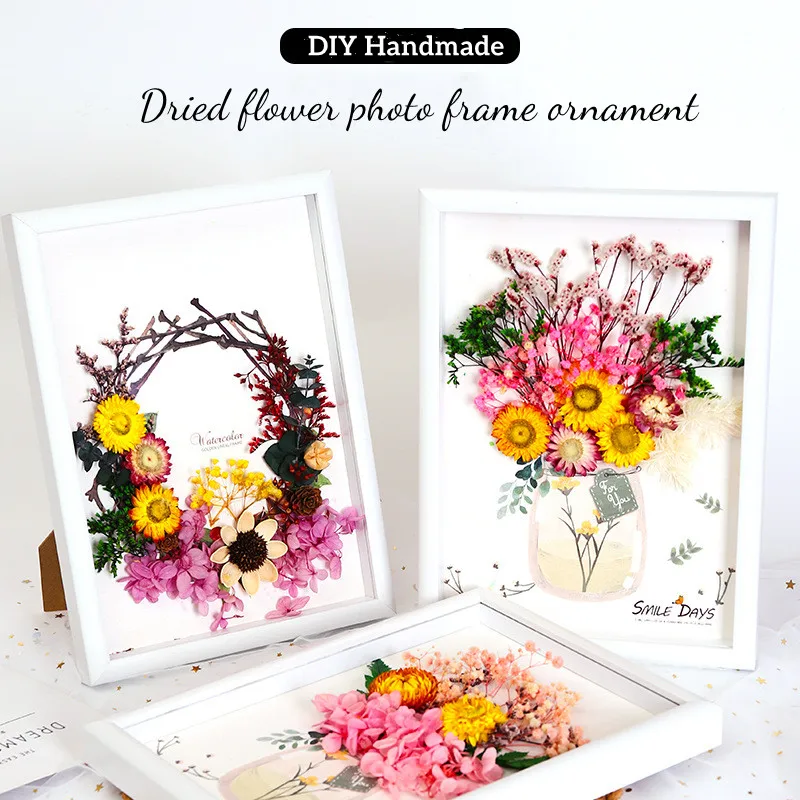 

DIY Handmade Dried Flower Material Photo Frame Wedding Christmas House Decoration Home Decor Wall Hanging Accessories Hydrangea