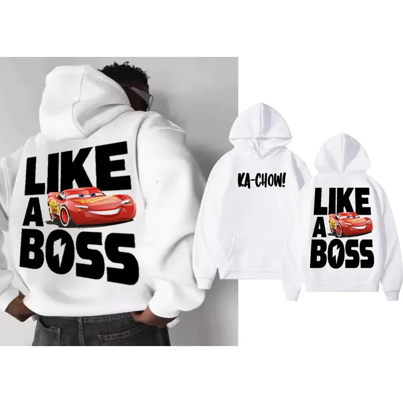 سيارات ديزني لايتنينج ماكوين "كا تشاو! ملابس Y2k بغطاء للرأس مطبوعة برسوم كارتونية ممتعة للجنسين كاجوال فضفاضة بأكمام طويلة #1