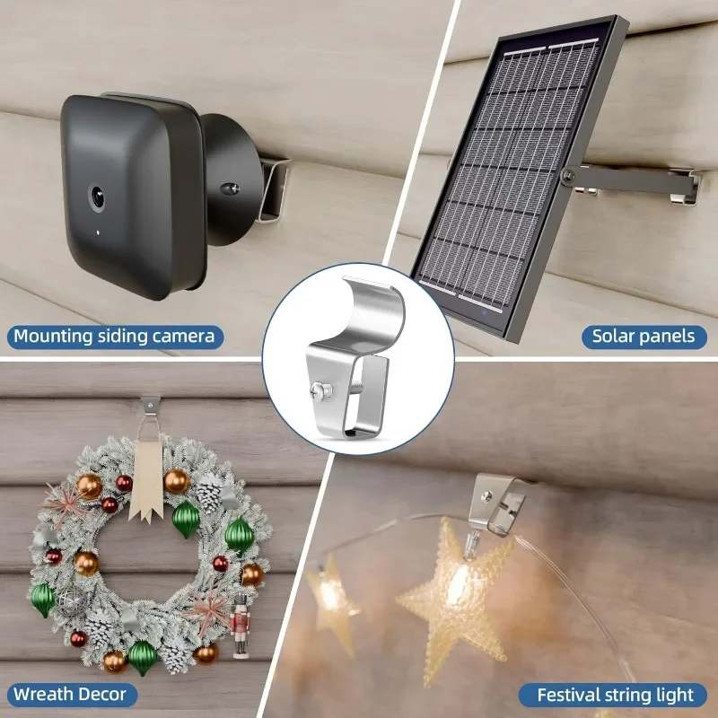 1/5/10Pcs 구멍없는 비닐 사이딩 후크 깜박임/링/Arlo/초인종 용 야외 보안 카메라 마운트 클립 쉬운 설치 조절 가능 ‌