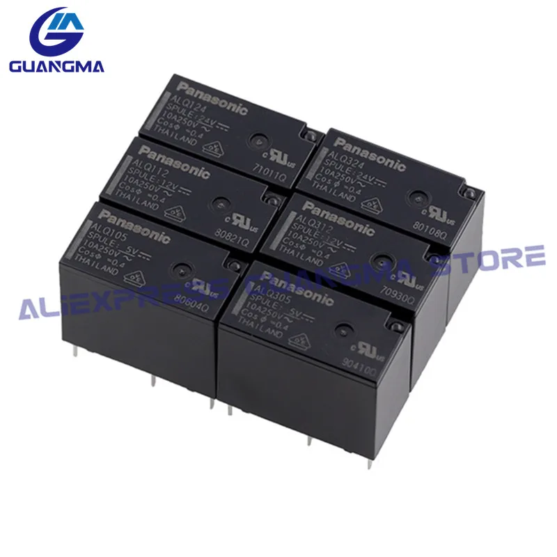 10pcs 100% Orignal new ALQ Poewr relays 5V 12V 24VDC 10A ALQ105 ALQ112 ALQ124 5Pin ALQ305 ALQ312 ALQ324 4Pin