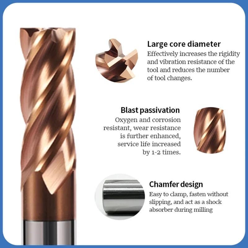 Tungsten Steel Milling Cutter HRC58 Carbide End Mill 4 Flute 4mm 6mm 8mm 10mm 12mm 14mm 16mm 18mm 20mm Metal Milling Cnc Tools