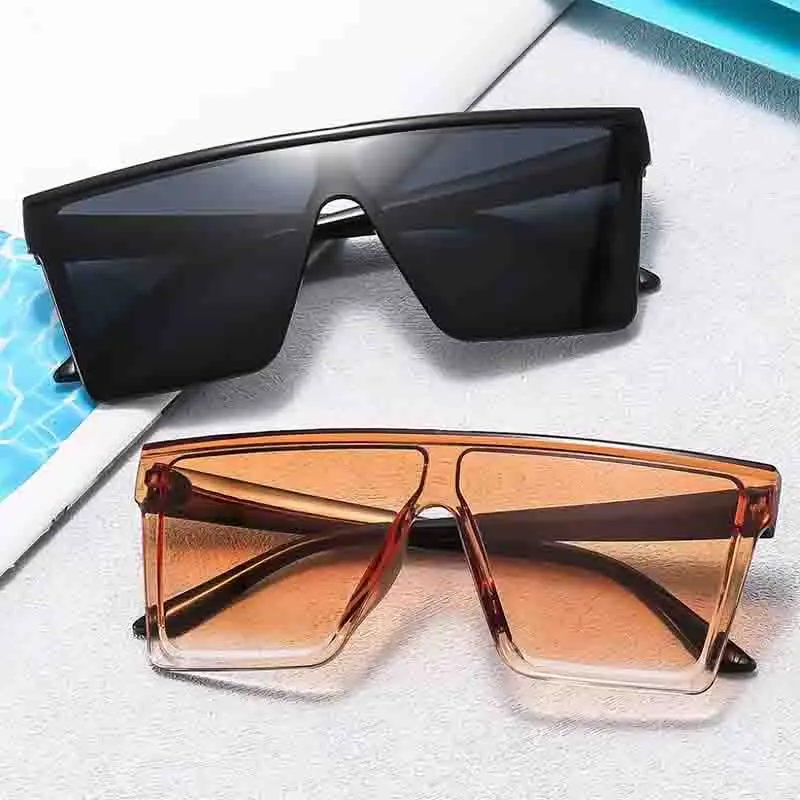 New Large Frame Joined Body Square Sunglasses Women\'s gradient street photo Sun Glasses Men\'s Outdoor Driving Eyewear UV400