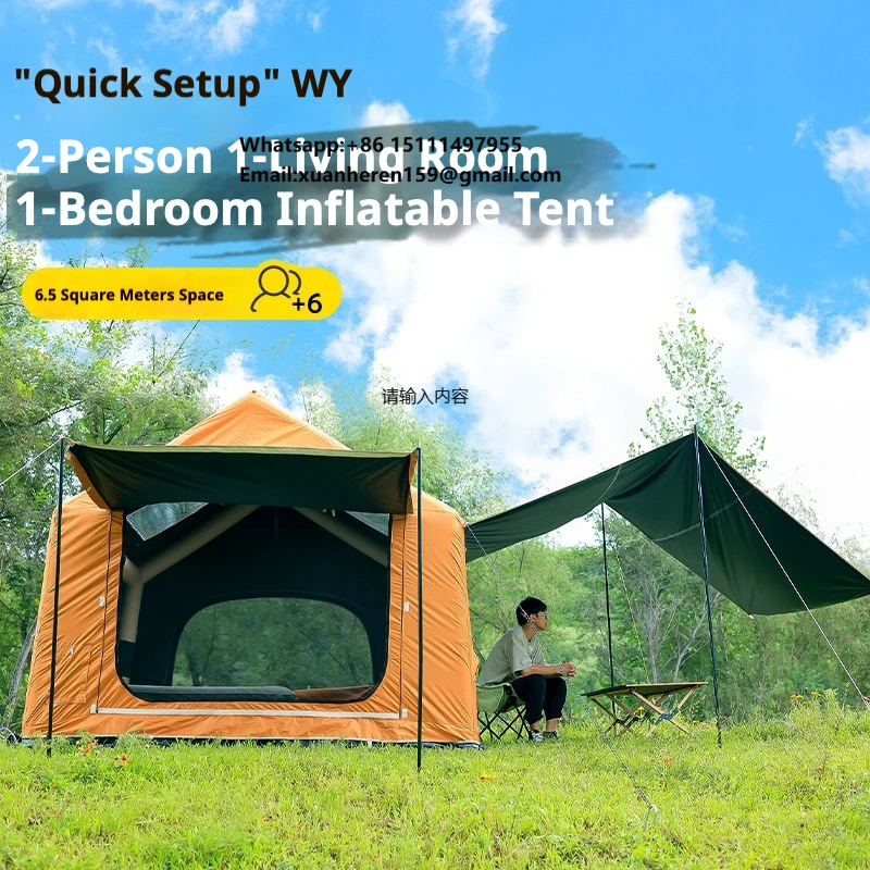 6.5㎡ Inflatable Camping Tent 4-6 Persons Fast Setup Air Tent with Porch Waterproof Windproof Blow up Tent for Hiking Camping