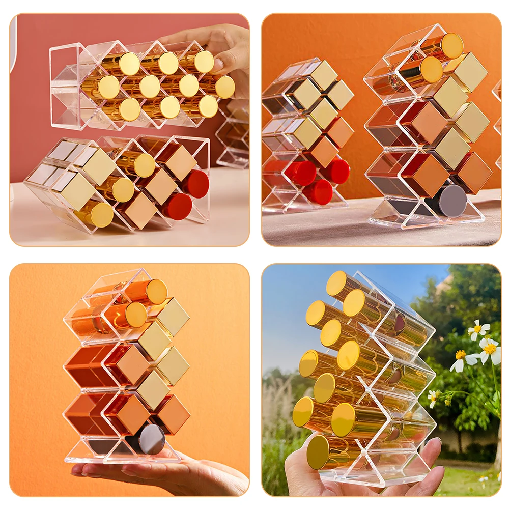 

2 Pcs Lipstick Storage Box Gloss Display Rack Clear Organizer Stand Holders Organizers
