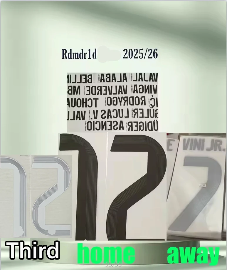 

2025/26 RdMad1d Customize Home namesets Home Trent & Valverde Name and number top AAAA quality iron on nameset 2026 Top Quality