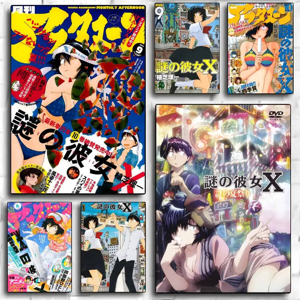 Póster autoadhesivo de Anime Nazo no Kanojo X, pegatina de papel impermeable para decoración de pared de cafetería, Bar y habitación
