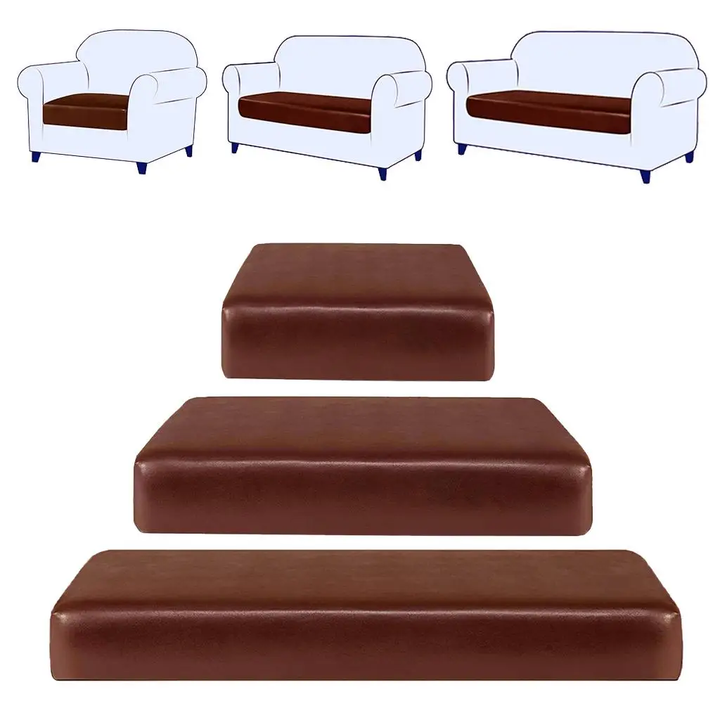Soft Sofa Seat Cushion Cover High Stretch Universal With Elastic Bottom Furniture Sofa Cushion Protector PU Leather Home Decors