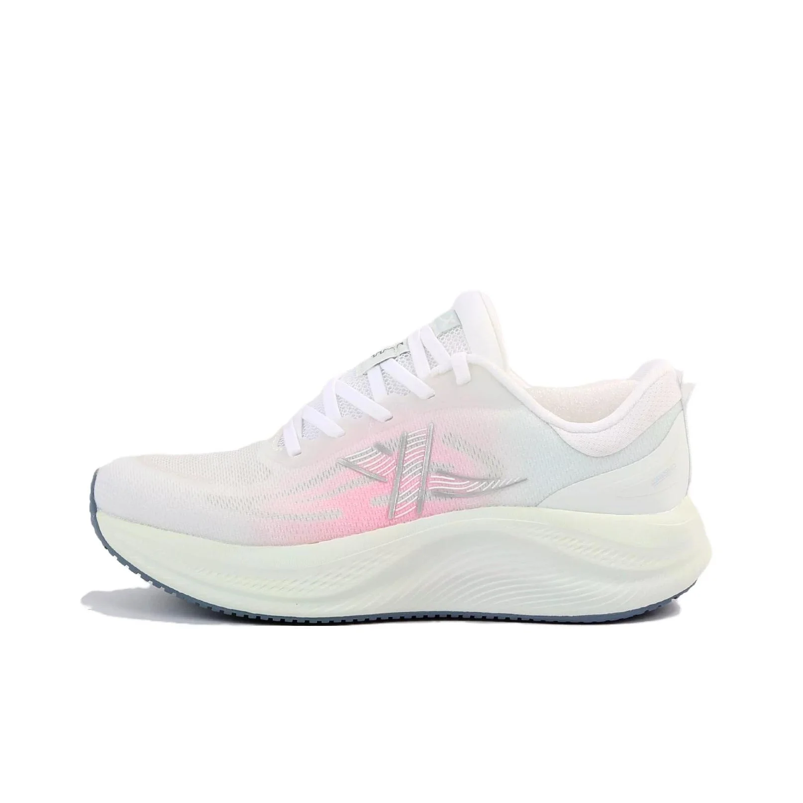 XTEP Floating Cloud 5.0 Running Shoes Women's Low Top Classic White/Azure Blue/Fluorescent Cherry Blossom Pink 974318110079//