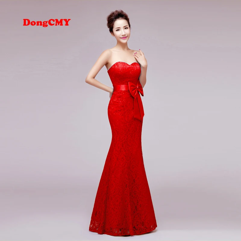 DongCMY Zipper style long New Evening dress 2025 Red color Plus size Robe de soiree Lace Women's Mermaid