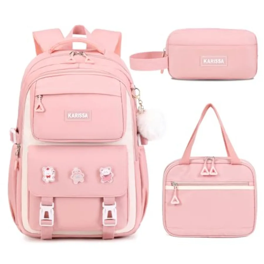 

Girls Backpack, 3pcs Sets Backpack for Girls with Anti-theft Back Pocket, Lightweight School Back pack Water Resistant Lunch Ba