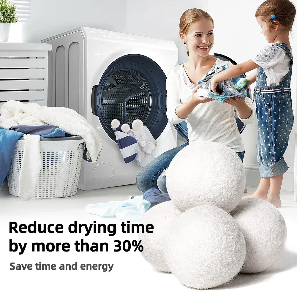 6 reusable wool dryer ball softener laundry room home washing 4/5/6cm wool drying kit washing machine accessories