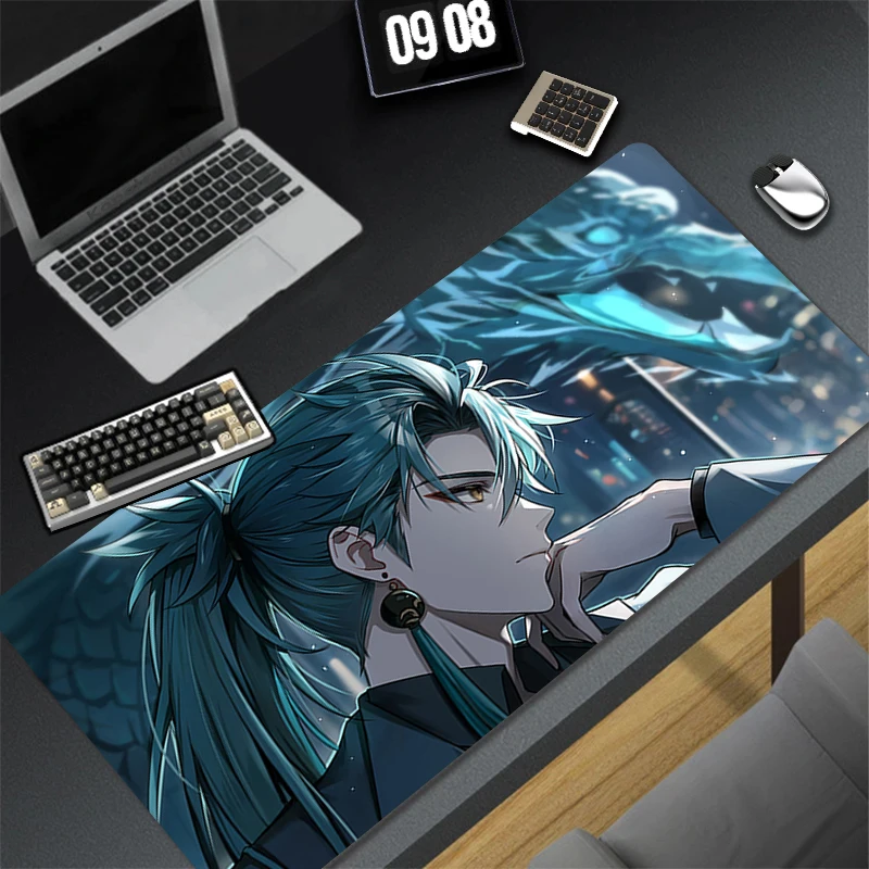 Computer Gaming Accessories HD Mousepad Office PC Mouse Pad W-wuthering Waves Jiyan Keyboard Pad Desk Decoracion Anime Desk Mat