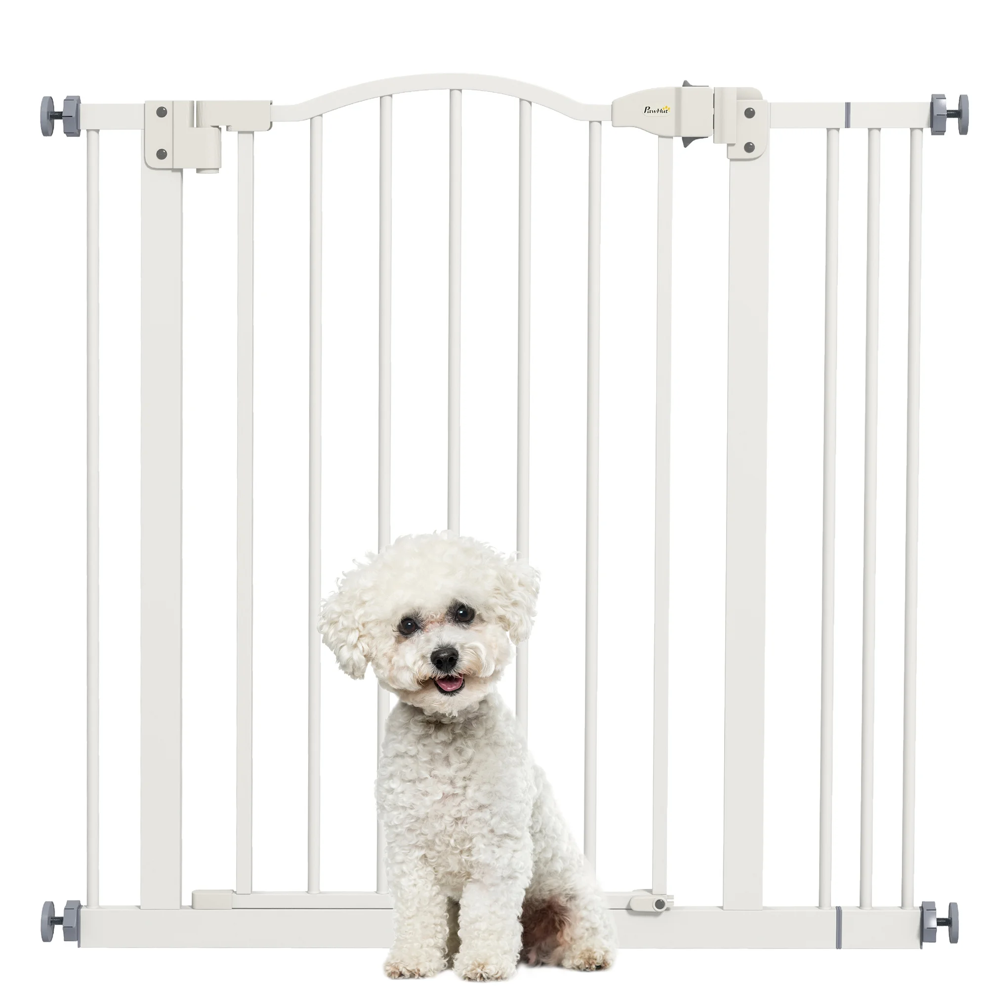 PawHut Barrera de Seguridad Extensible con Extensión 74-87x78 cm Blanco
