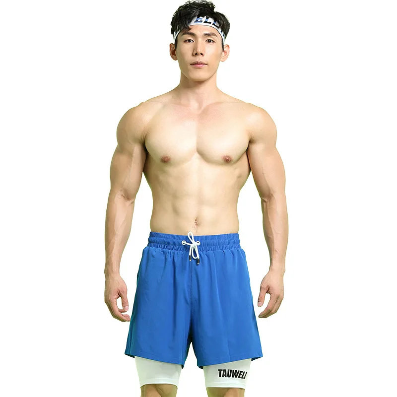 

Men's Fashion Boxer Shorts Polyester Ammonia Material Double-layer Tight Fitting Sports Pants Solid Color Pocket Fitness Panties
