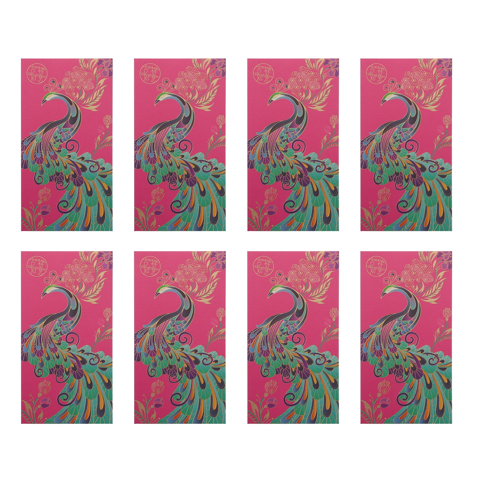 

8 Pcs Red Envelopes Chinese New Year Money Packets Pearl Bronzing Printed Paper Pouches Festive Style Hong Bao Bags