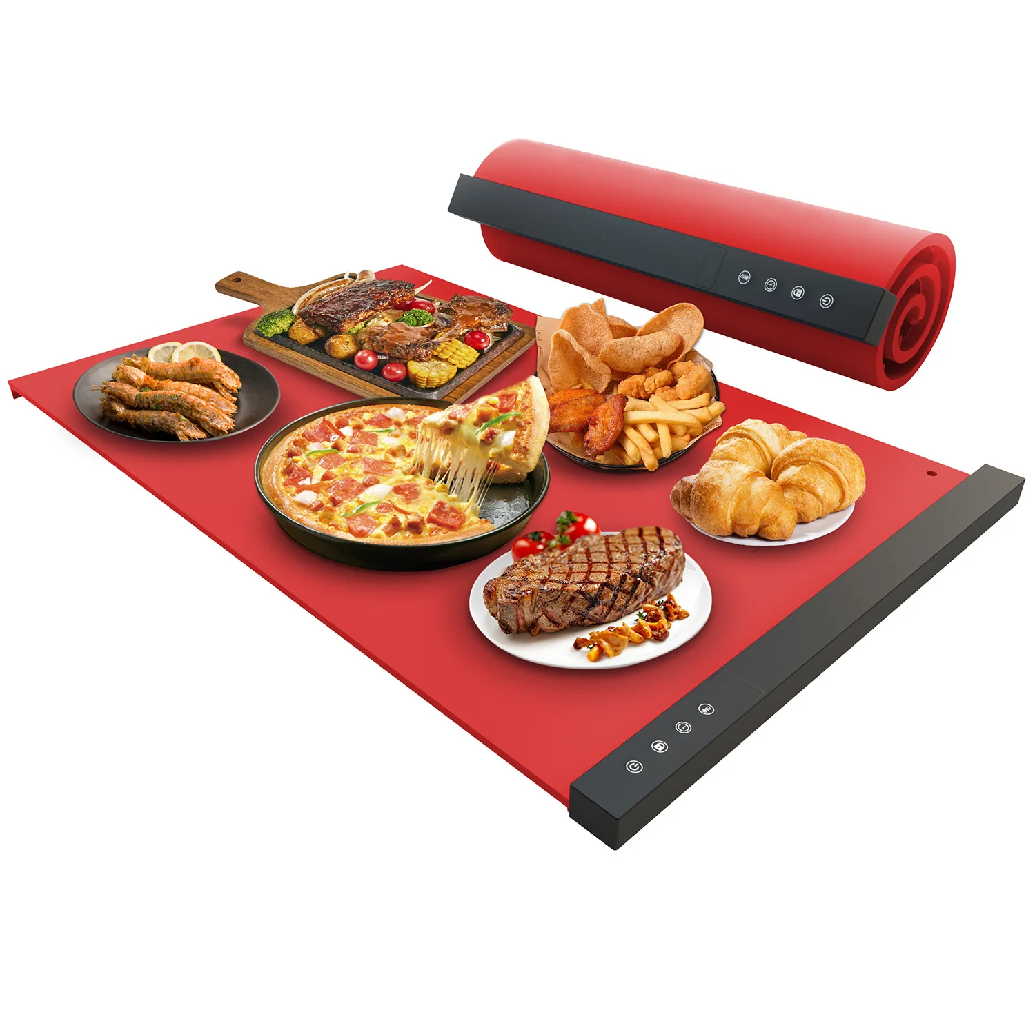 

On Sale 110V Silicone Heating Mat for Food Warming for Buffets with Adjustable Temperature Rollable Silicon Food Warmer Plate