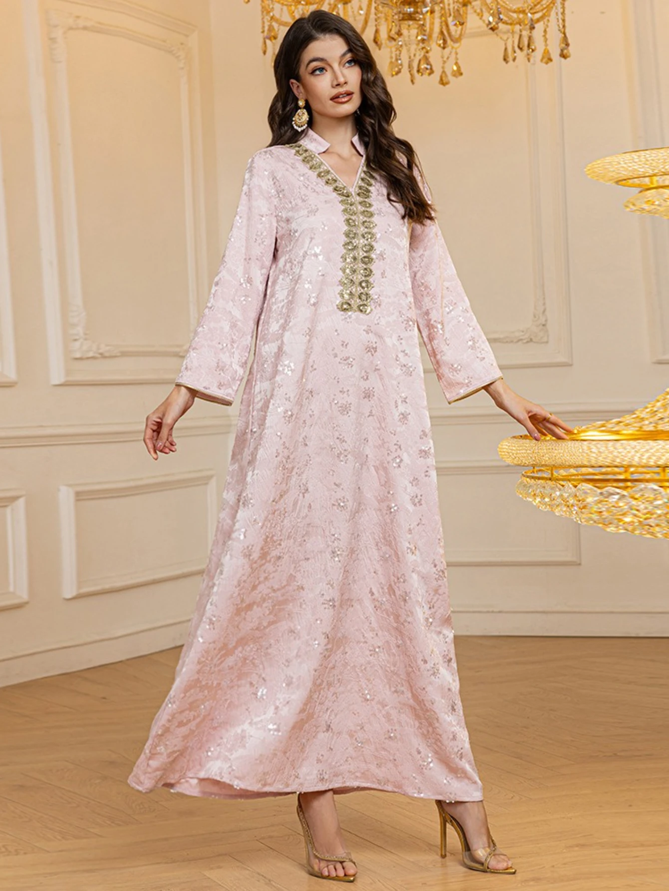

Eid Women Dress Party Abaya Muslim Ramadan Jalabiya Sequins Vestidos Largos 2025 Dresses Dubai Long Robe Morocco Kaftan Islam