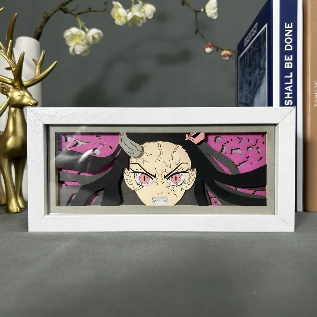 Imagem -03 - Manga Paper Cut Shadow Box Anime Decoração do Quarto Nezuko Kamado Humor Luz Presente de Natal