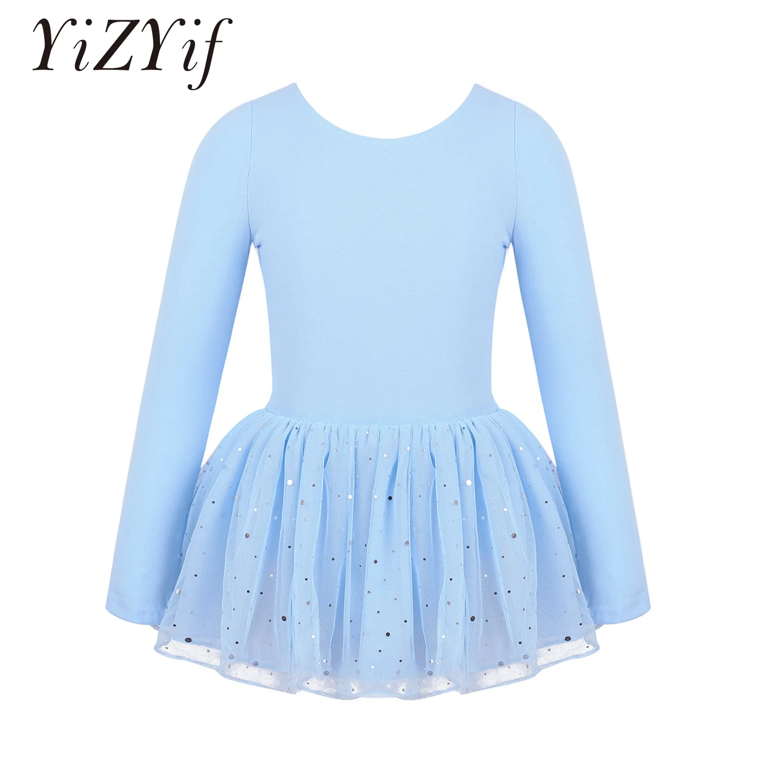 Gymnastics Leotard Ballet Dress for Girls Long Sleeves Shiny Mesh Ballet Dance dress Tutu Ballet Dancewear Ballerina Dress Kids