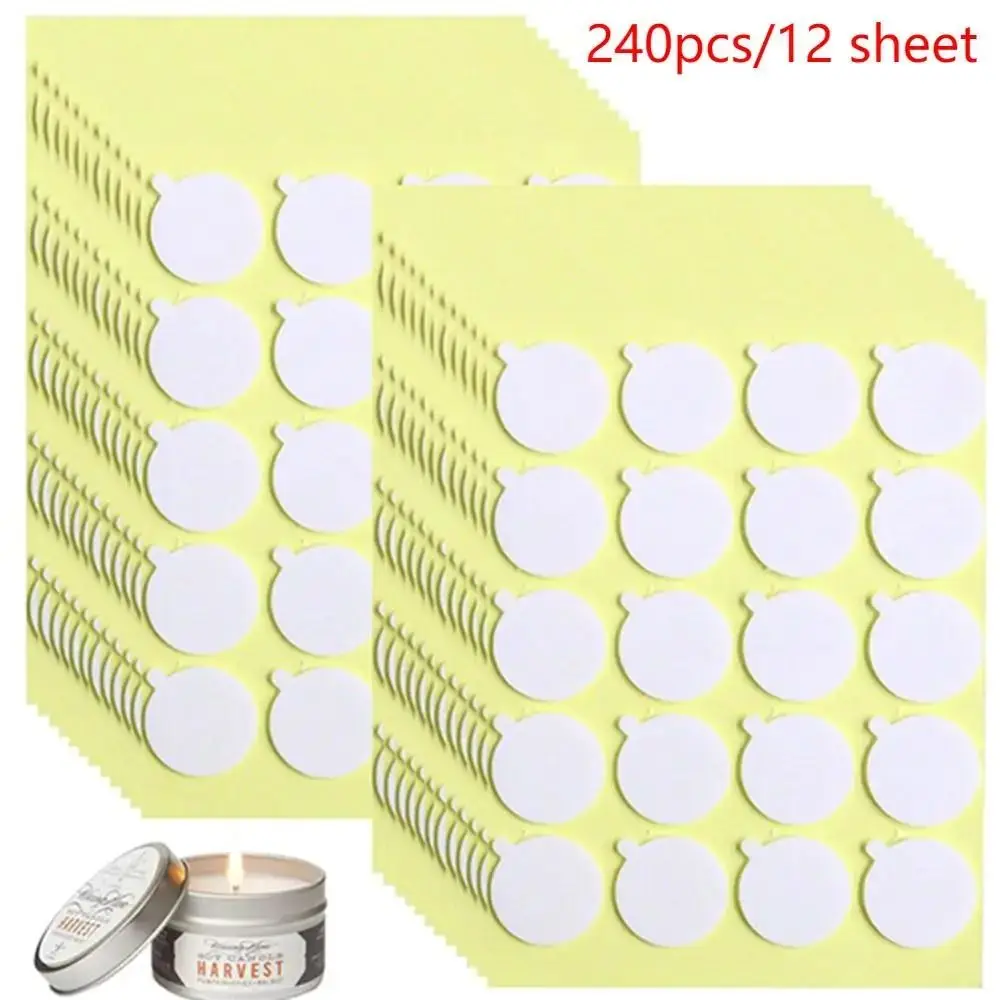 240PCS Heat Resistance Candle Wick Stickers Double-Sided Little Tail Wax Wick Sticker Stickers DIY Candle Wick Glue Candle