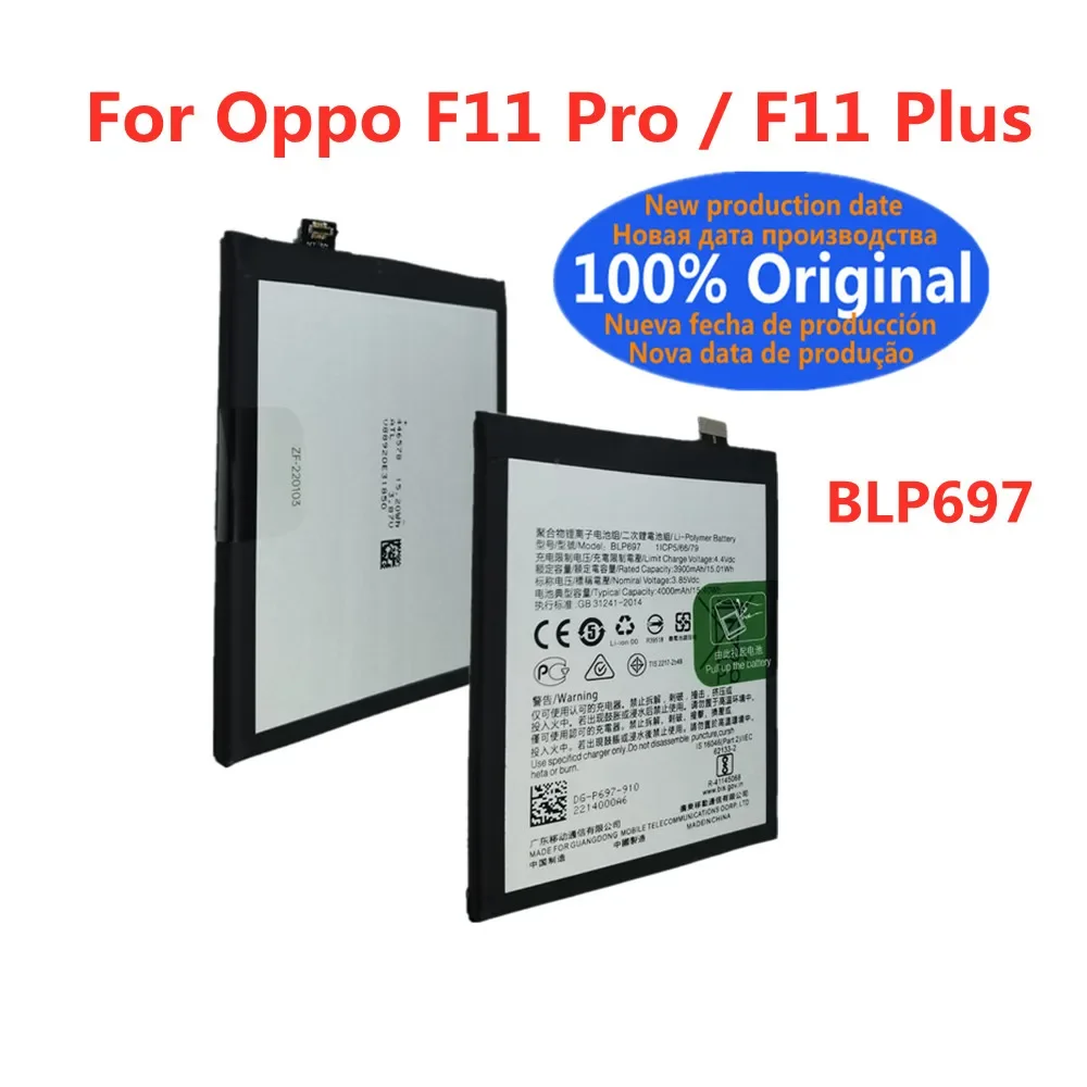 

Высококачественная оригинальная батарея BLP697 для OPPO F11Pro F11 Plus, 4000 мАч, сменная батарея большой емкости
