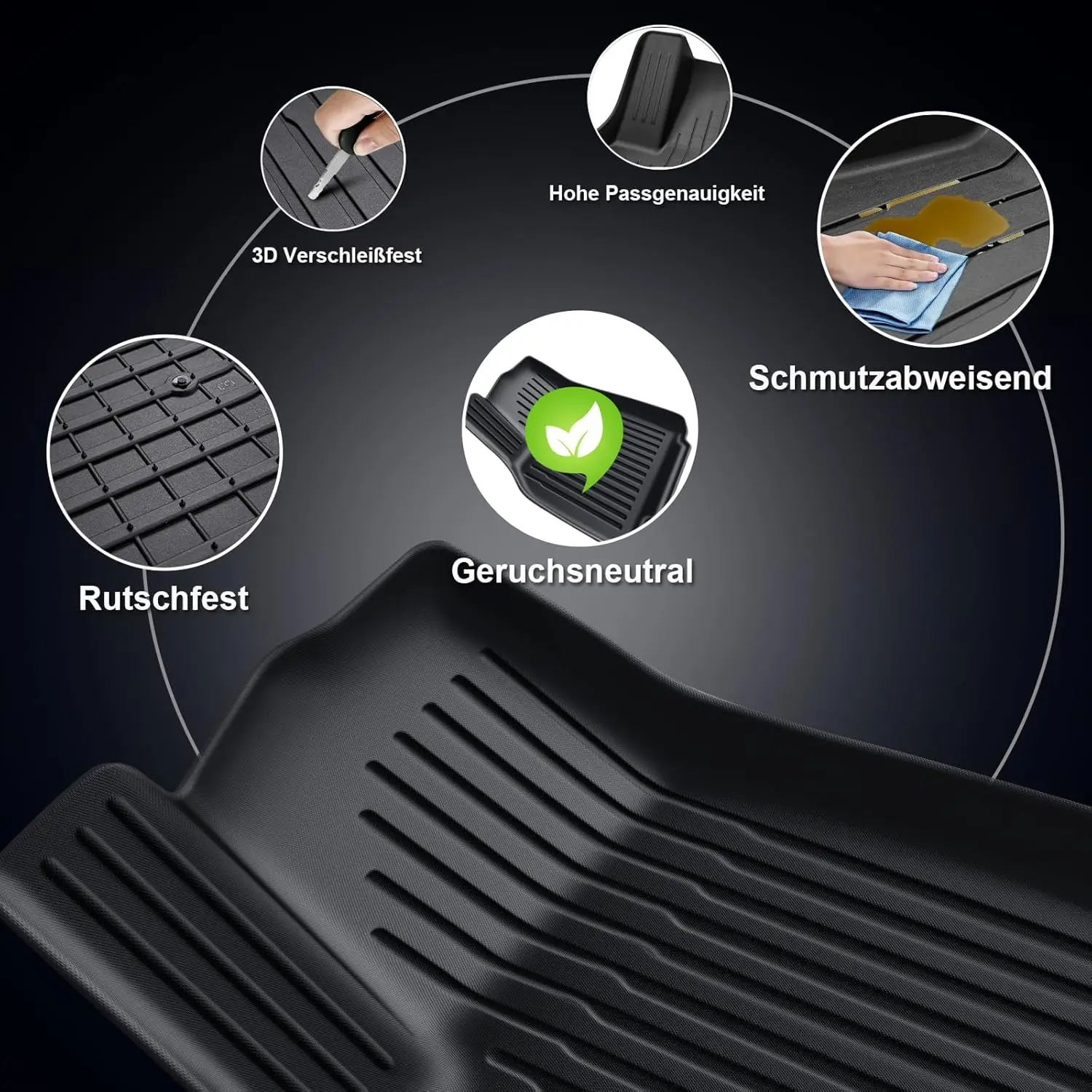 Model Y Juniper 2025 2026 Vordermatten, Model Y 2025 Bodenmatten aus Gummi TPE für alle Wetterbedingungen, 3D-gescannt, OEM-Original, leicht zu reinigen, NICHT für die Standardversion geeignet. – Detail 3