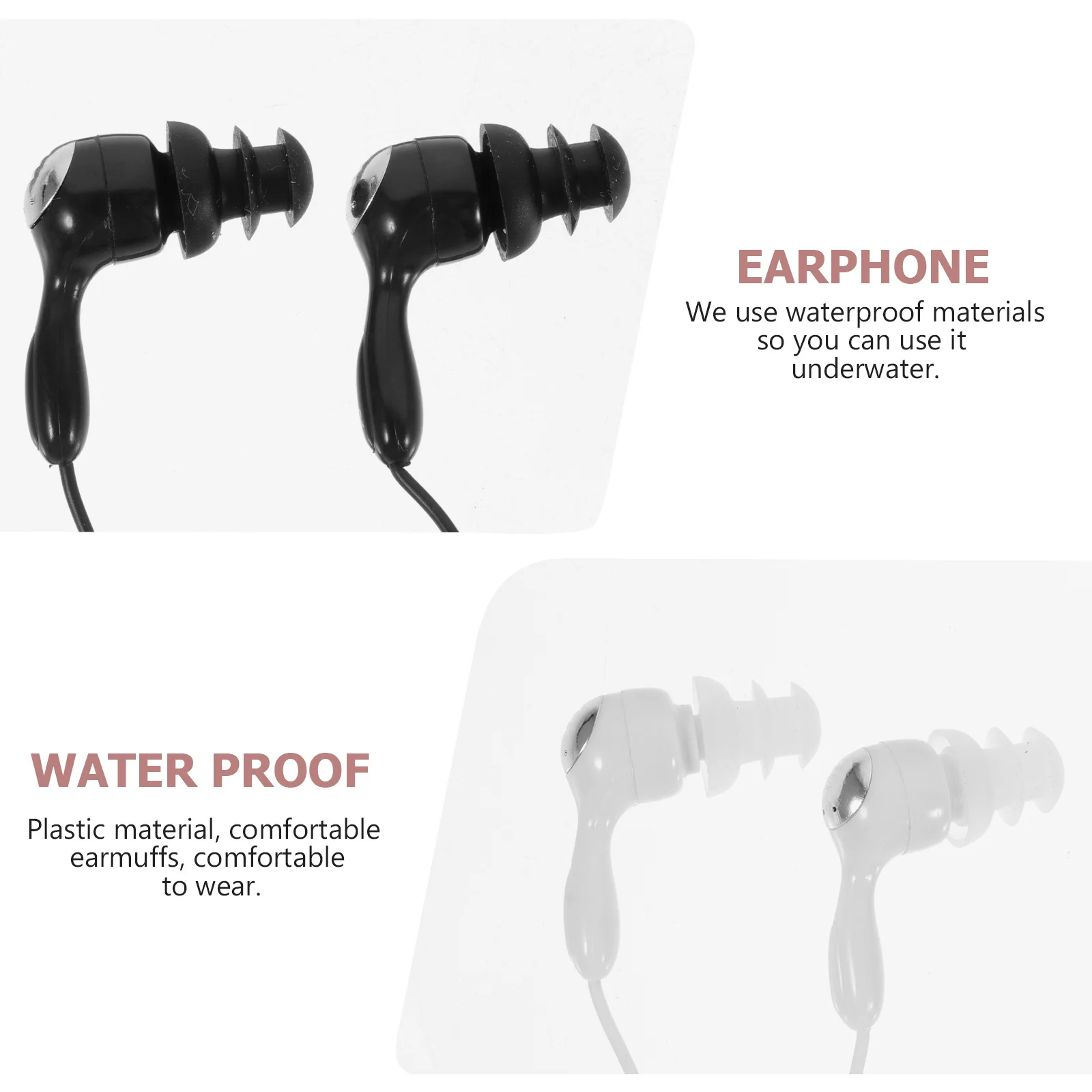 

2 Pcs Waterproof Headphones Swimming Ear Plugs Women Earphones Underwater for Diving