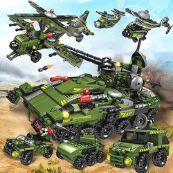 548pcs WW2 Military Building Block Army Weapon War Tank Chariot Car Airplane Bricks Soldiers DIY Creative Kid Construction Toy