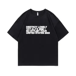 Rapper Destroy Lonely Alyx Print Tshirt Mens Oversized Cotton Short Sleeve Tees Men Hip Hop Rap Style T-shirt Man Street T Shirt