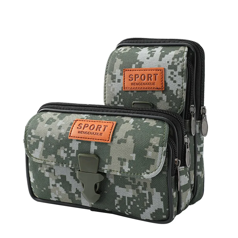 حقيبة خصر للرجال، حزام خصر رياضي متعدد الوظائف، حقيبة هاتف محمول، مموهة للعمل، محفظة قماشية مقاومة للاهتراء #4