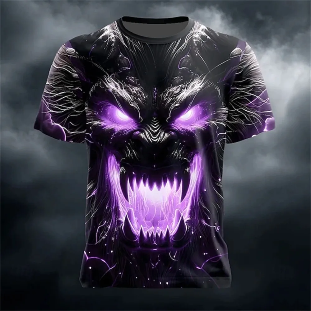 Men's Skull Optical Illusion 3DPrint Quick-dryBreathable LeisureStreet FashionTshirt Crew Neck Shirt Exaggerated Designer Horror