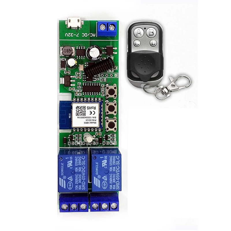 Wifi Wireless Relay Module 2 Channels Remote Switch AC220V Inching/Self-Locking Switch Alexa Relay DIY For Garage Door