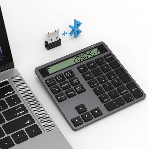 Imagen 2 del producto Teclado numérico inalámbrico Bluetooth 2,4G con pantalla calculadora 2 en 1 teclado numérico inalámbrico portátil para Win/Mac