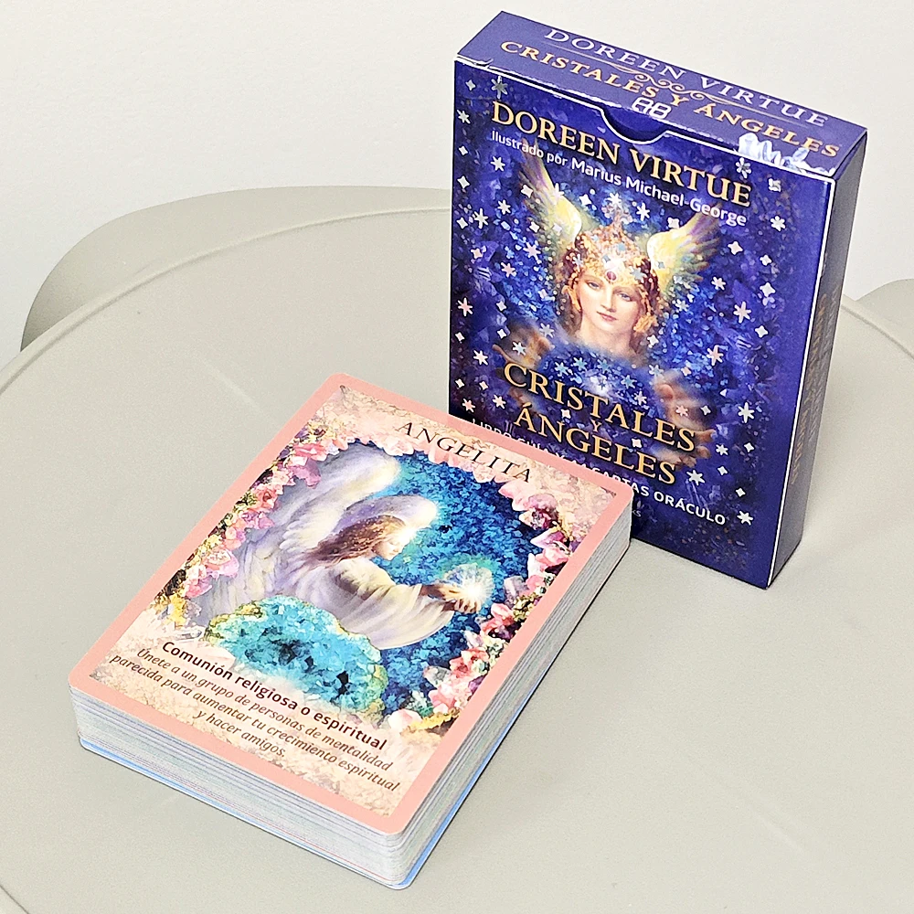 10.5*7.5cm Crystal Angels Oracle Deck 44 Pcs Oracle Cards Spanish Edition