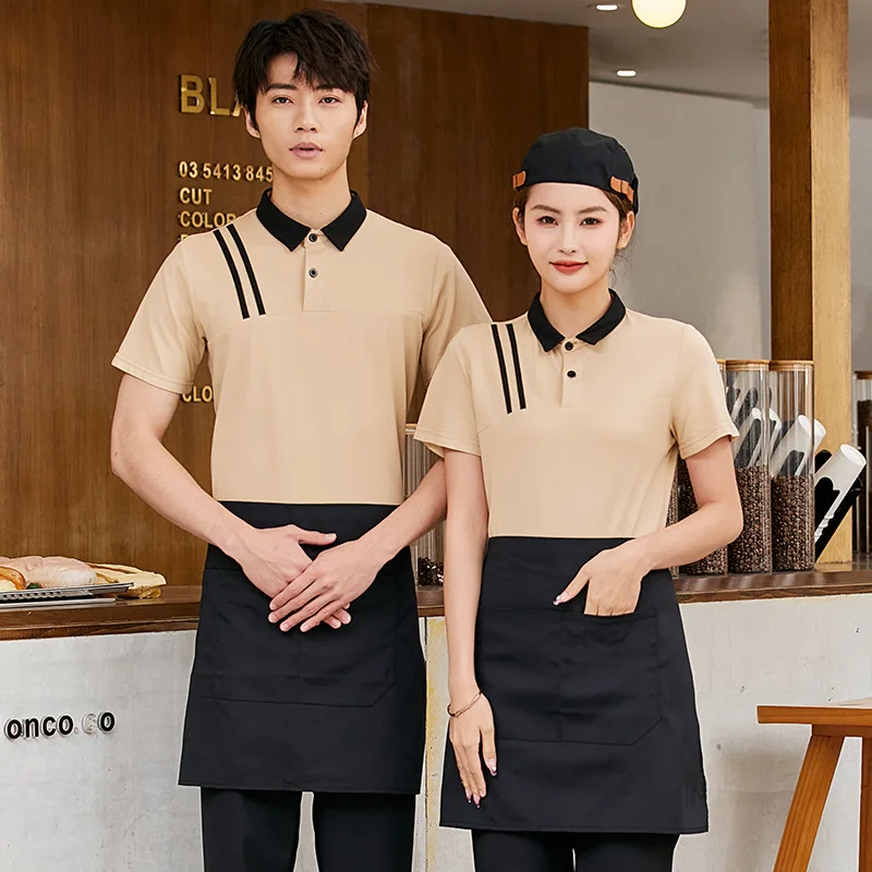 Waiter Workwear T-shirt Short Sleeve Summer Breathable Catering Restaurant Hot Pot Staff Clothing Milk Tea Hamburger Work Clothe