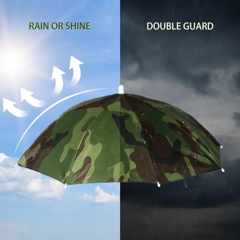 Sun Umbrella Hat Army Green Foldable Portable Rain Outdoor Sun Shade Waterproof Camping Fishing Headwear Cap Beach Hats