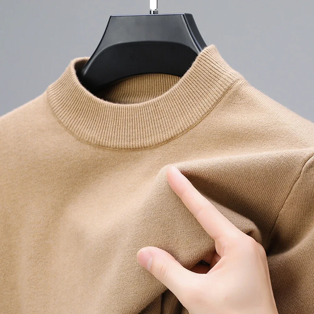 

Men Half Turtleneck Knitwear Sweater Mock Neck Sweatshirts Solid Color Pullovers Autumn Winter Keep Warm Sweater