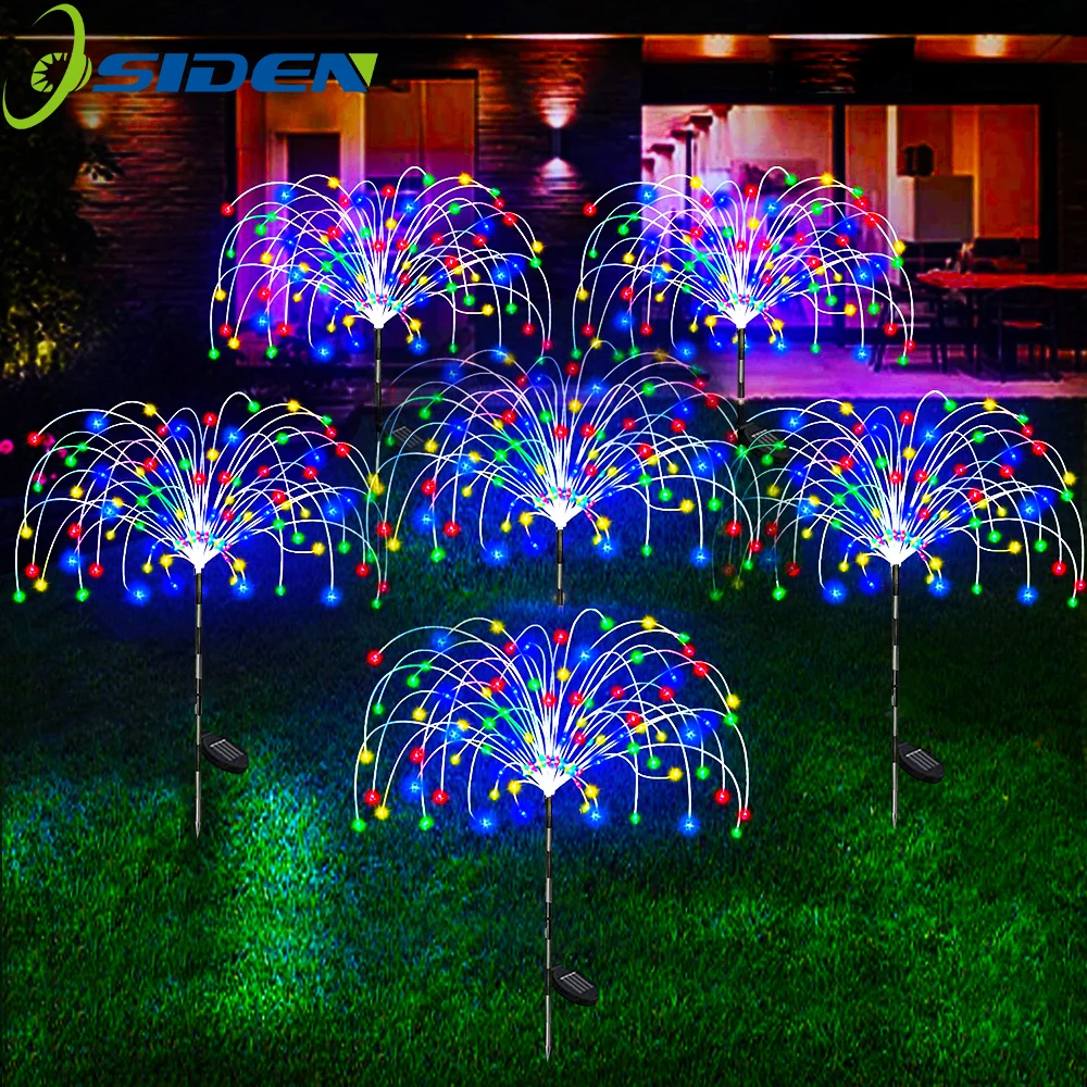 1PCS 490Leds Solar Firework Lights Outdoor Waterproof Solar Garden Landscape Light 8 Lighting Modes Yard Christmas Decor Light