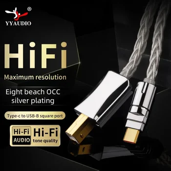 YYAUDIO-Trançado Cabo da Impressora, Cabo do Scanner da Impressora, Tipo A para B Masculino, Canon, Dell, Epson, HP, USB C, USB B 2.0