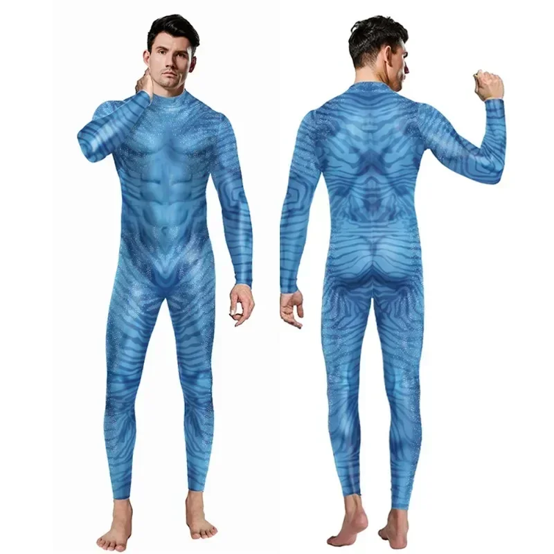 Movie Avatar Cosplay Costume Themed 3D Digital Print Jumpsuit for Men and Women 3D Digital Print Jumpsuit Halloween Zentai
