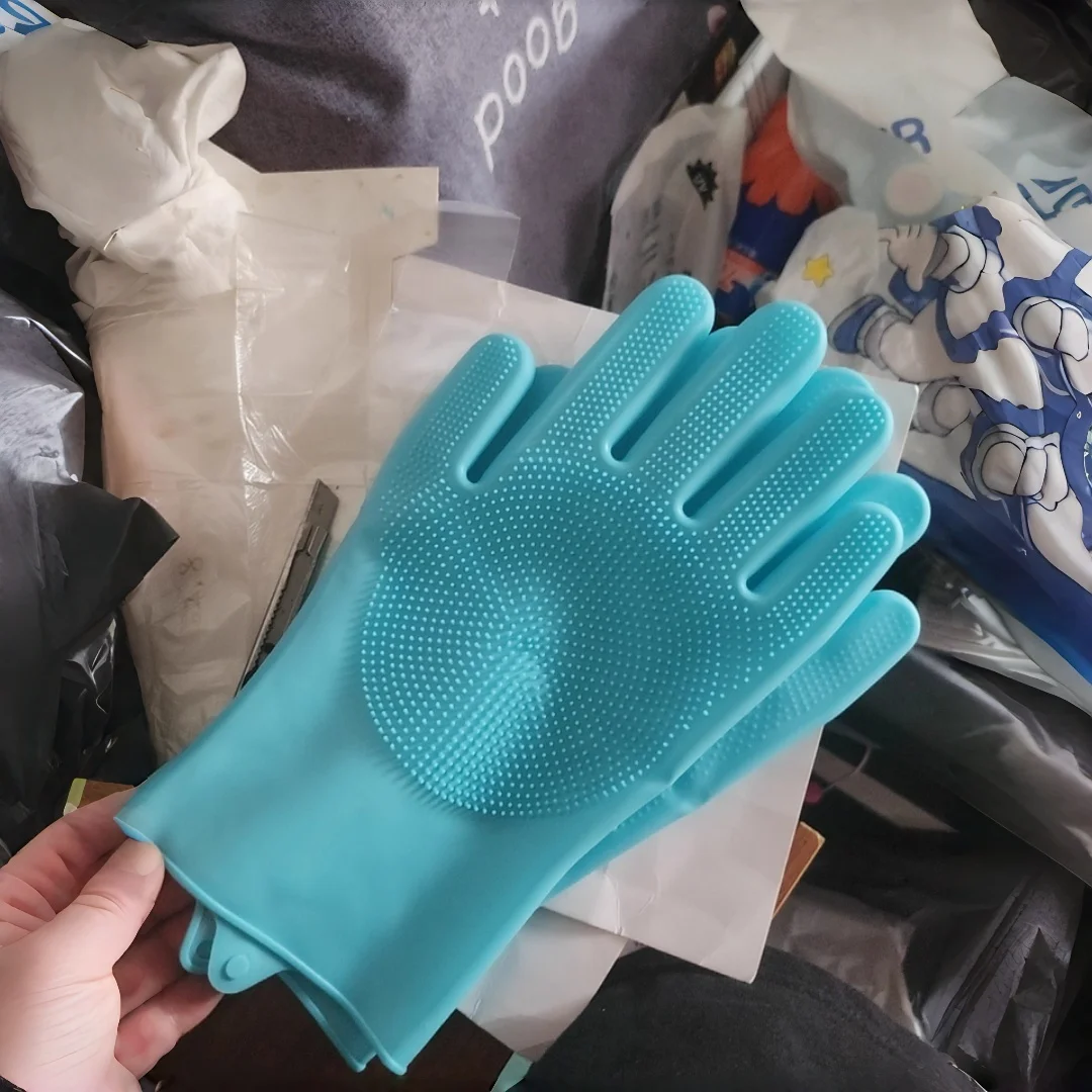 Blue All-Purpose Household Gloves, for Dishes, Laundry & Cleaning. Non-Slip, 17x16cm, Durable