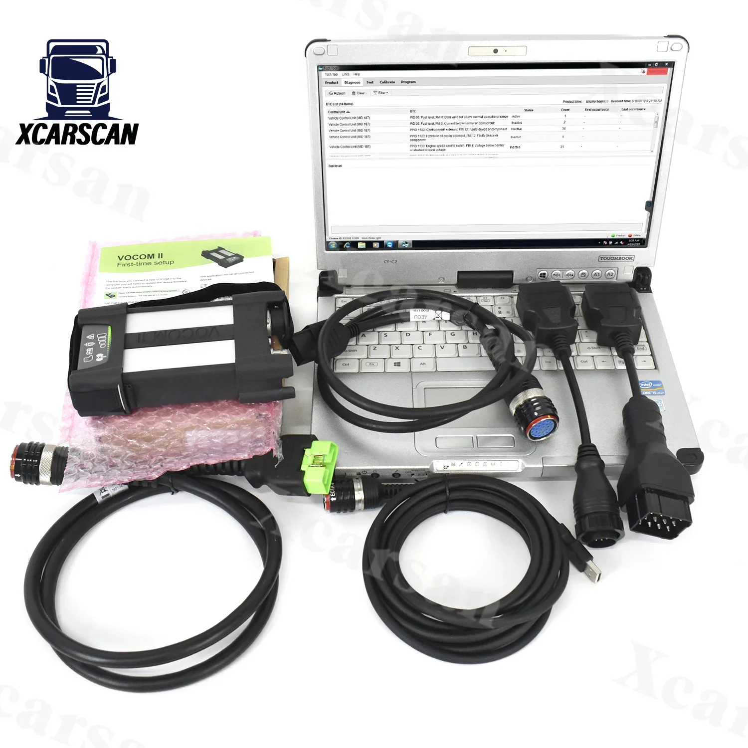 

88890400 Original Vocom II 2.8.150 PTT Premium Tech Tool Vocom2 WIFI DEV2 Heavy Duty Truck Scanner Diagnostic tool CFC2 Laptop