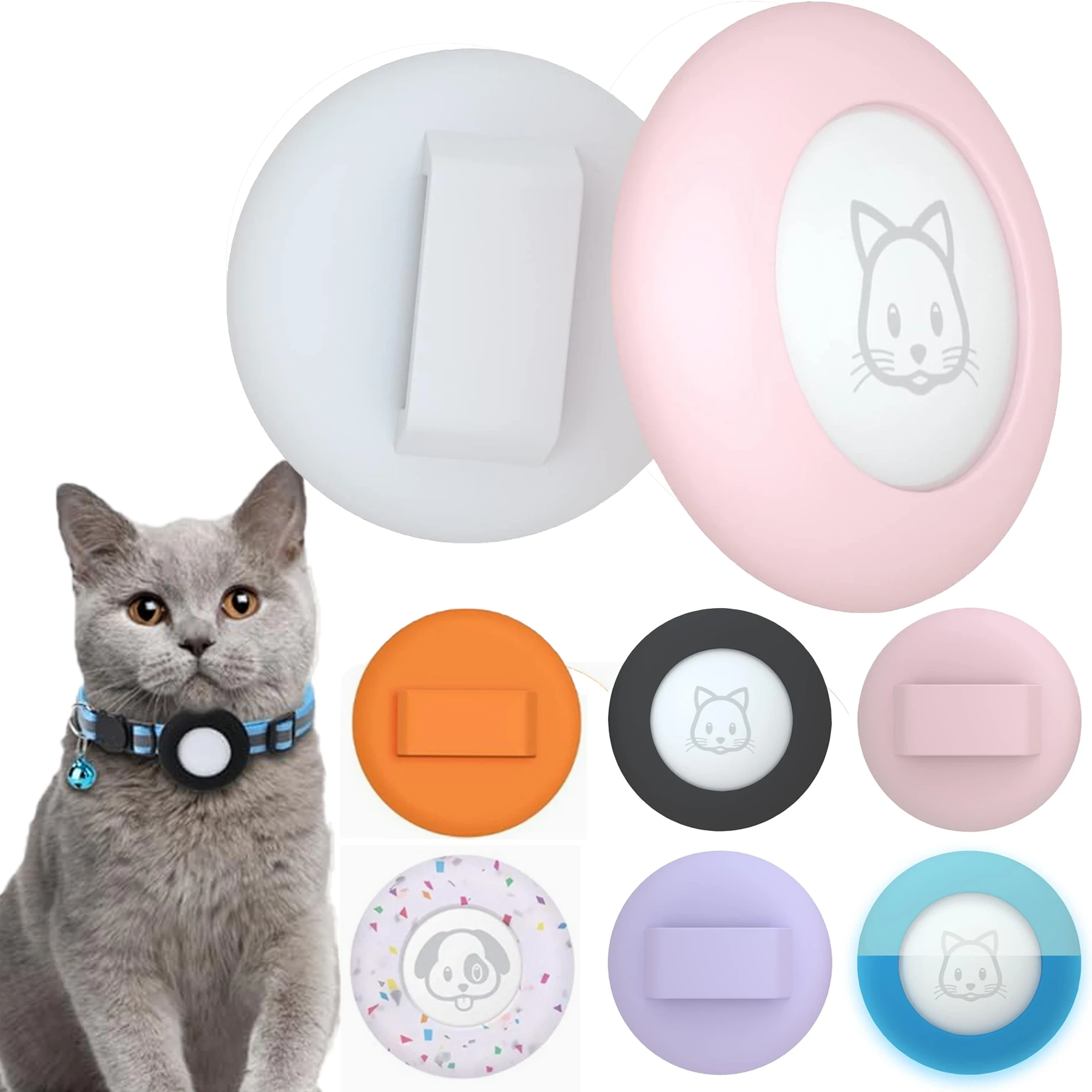 Airtag Cat Collar Holder, Small Air tag Cat Collar Holder Silicone Case Cover for Cat Dog Pet Collar Harness Loop
