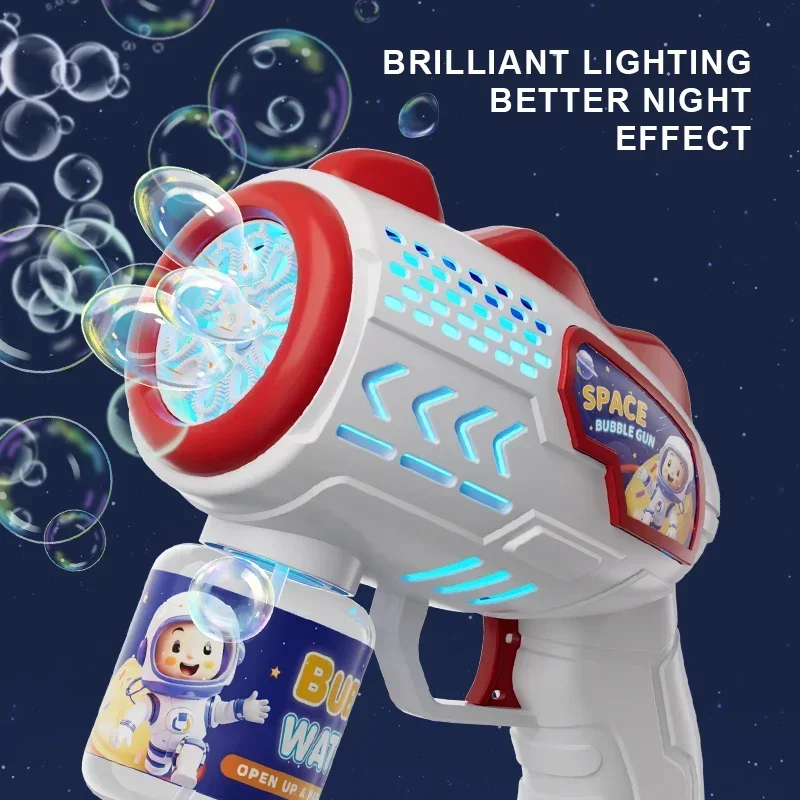 Pistolet à bulles entièrement automatique Astrköts Space, moteurs de fusée, souffleur automatique avec liquide à bulles, jouets pour enfants, cadeau