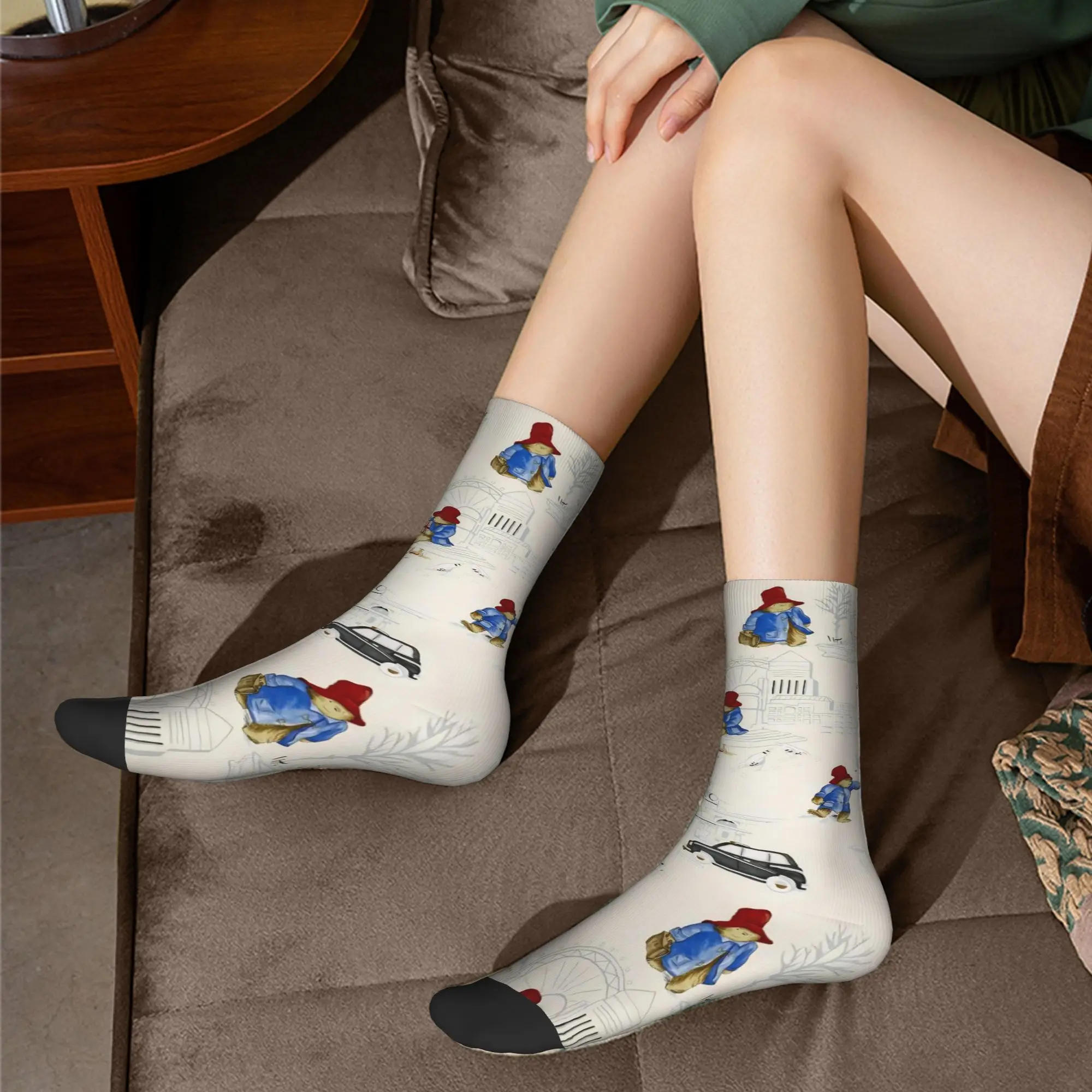 جوارب كرة السلة الملونة اللطيفة Paddington Brown Bear من البوليستر للجنسين قابلة للتنفس #6