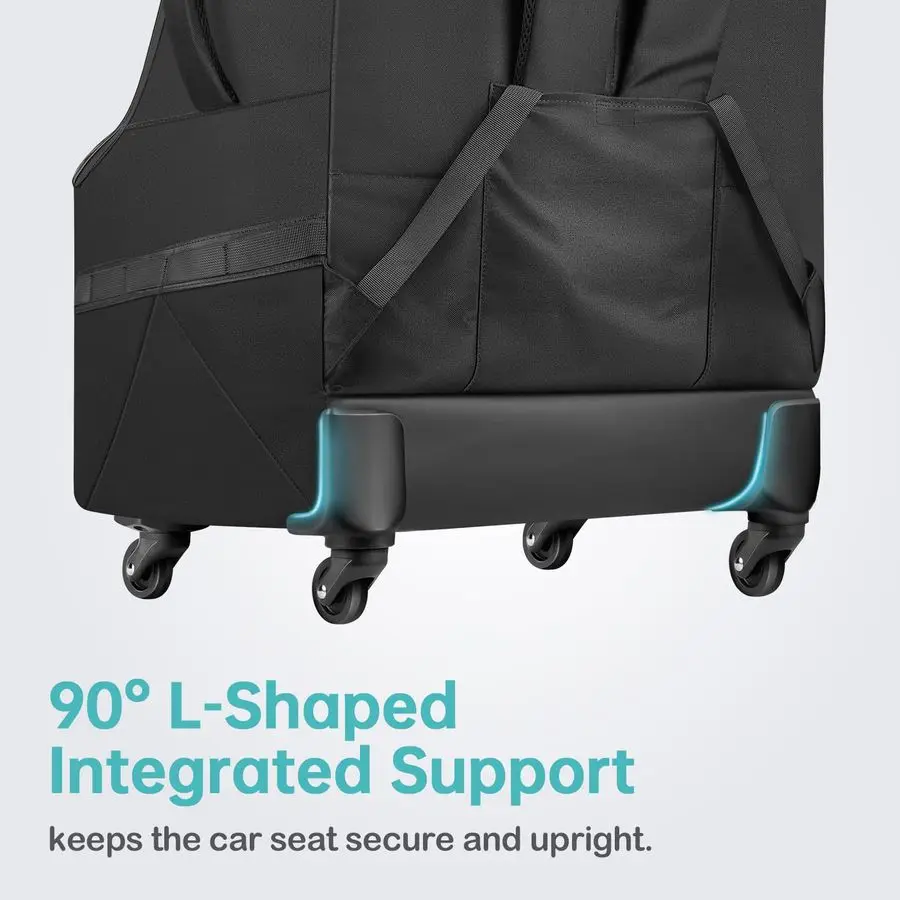 Saco de viagem acolchoado para assento de carro para avião com rodas, sacos resistentes para assento de carro para viagens aéreas, saco de verificação de portão de aeroporto rolante, viagem