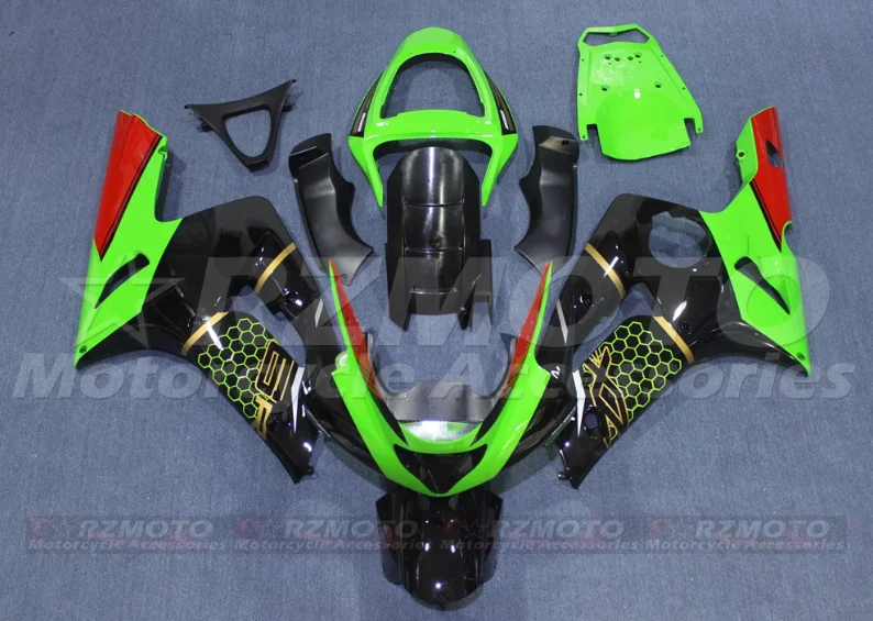 4Gifts New ABS Motorcycle Whole Fairings Kit Fit For KAWASAKI ZX-6R 636 2003 2004 03 04 Bodywork Set Custom Black Green