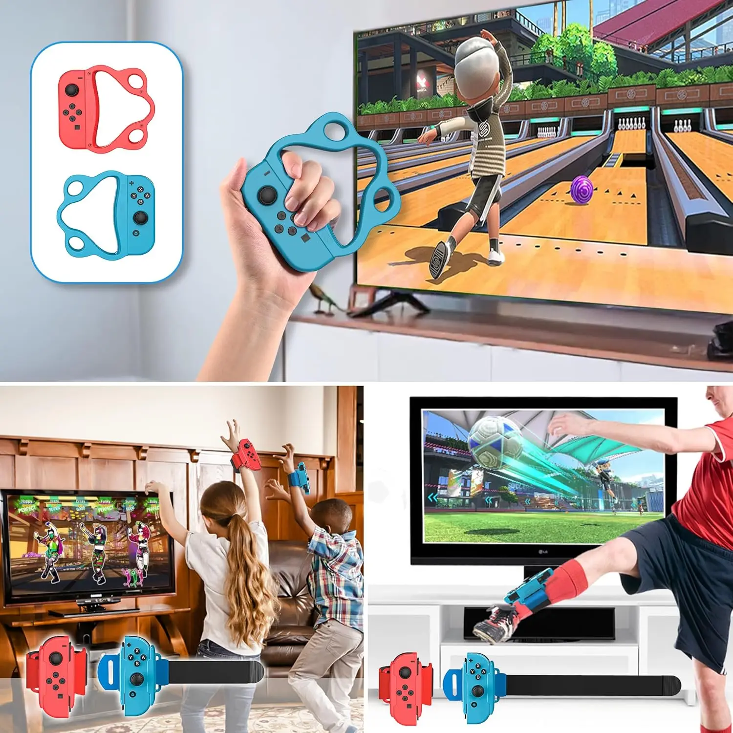 18 in 1 Sports Accessories Kit for Nintendo Switch/OLED, Family Accessories Bundle Kit for Switch Sports Games with Golf Clubs